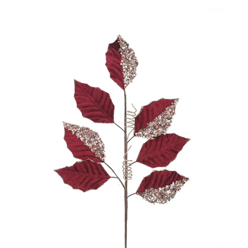 Burgundy Leaf Stem w/ Rose Gold Finish