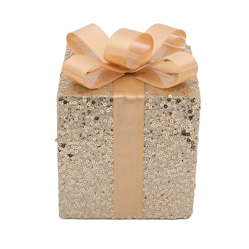 Champagne Glittered Gift Box w/ Bow