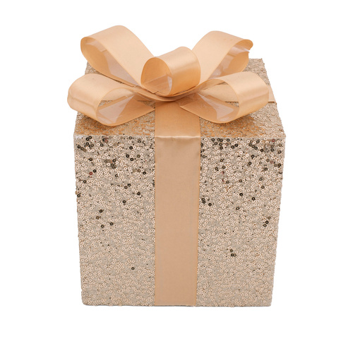 Champagne Glittered Gift Box w/Bow