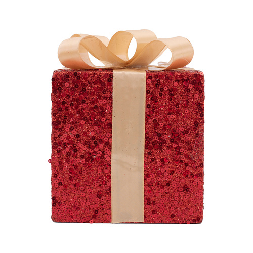 Glittered Red Gift Box w/ Bow