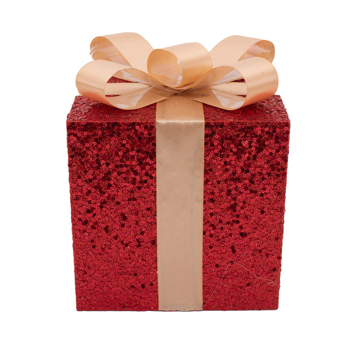 Glittered Red Gift Box w/ Bow