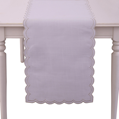 Silver Scalloped Edge Table Runner