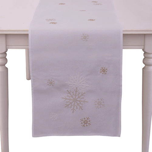 Embroided Snowflake Table Runner