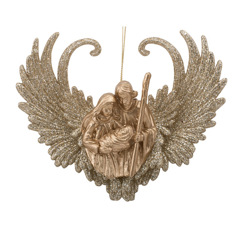Gold Acrylic Nativity Angle w/ Wings Ornament