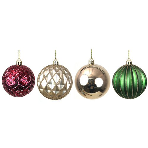 Mulberry Wine, Forrest Green & Champagne Assorted Baubles