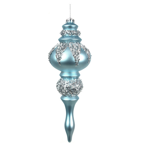 Artic Blue Finial W/Silver & White Details