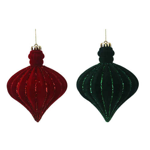 Red & Forrest Green Flocked Finial
