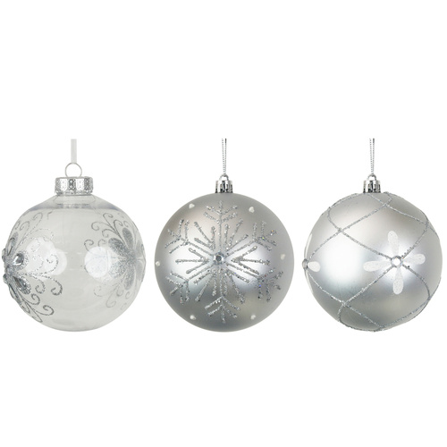 Silver Handpainted Baubles
