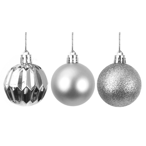 Silver Shatterproof Baubles 
