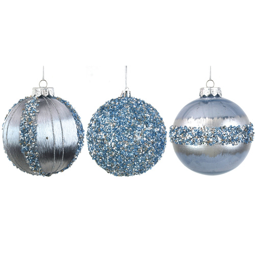 Arctic Blue Baubles W/Glitter Details