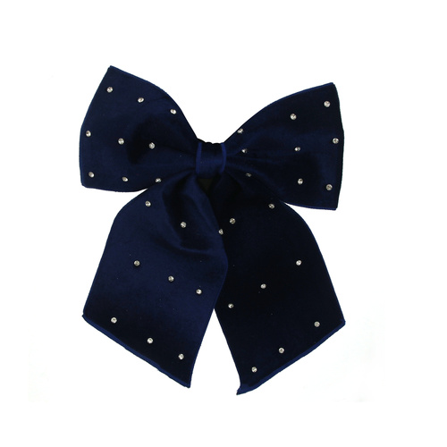 Royale Blue Velvet Bow W/Crystals