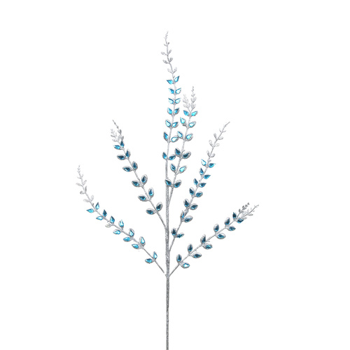 Silver Glitter Stem W/Blue Gems