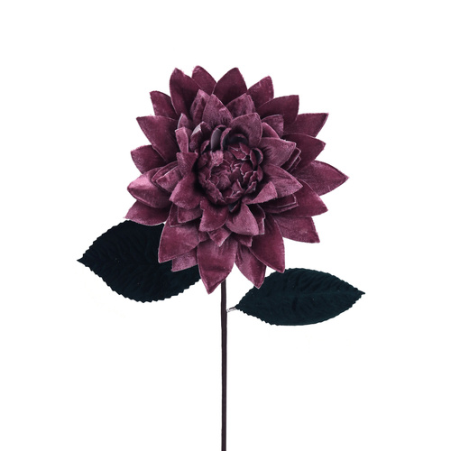 Pink Velvet  Dahlia W/Leaves