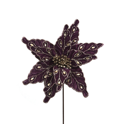 Violet Velvet Poinsettia W/Jewels 