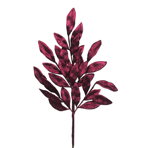 Plum Pink Glitter Bay Leaf Stem