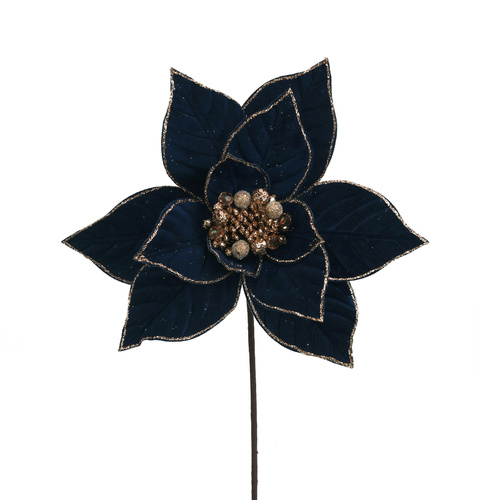 Midnight Blue Poinsettia W/Rose Gold Details