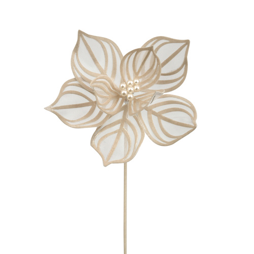 Champagne Lace Poinsettia W/Pearl Centre