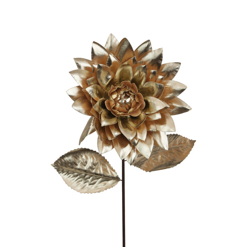Gold Dahlia Stem W/Leaves