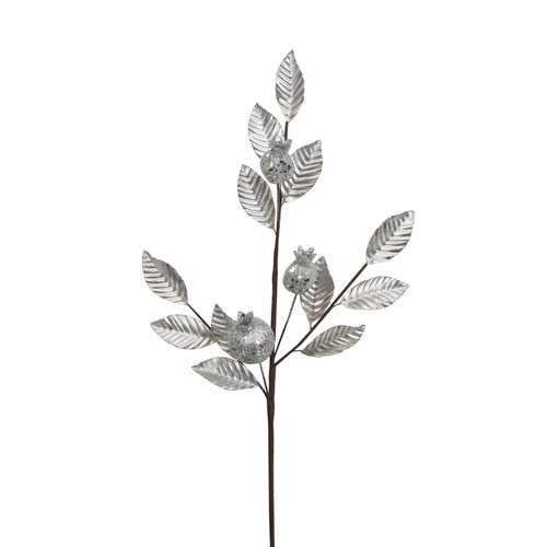 Silver Leaf Stem W/Pomegranate