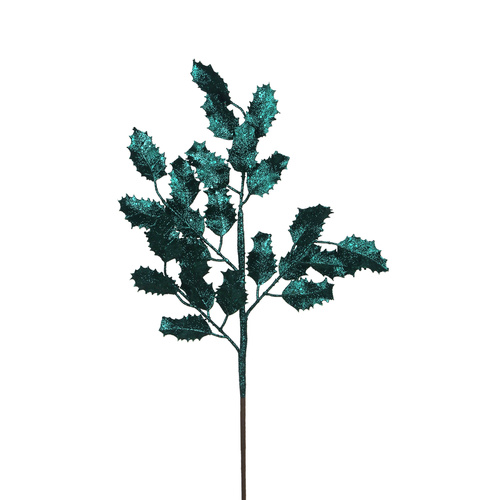 Emerald Green Glitter Holly Stem