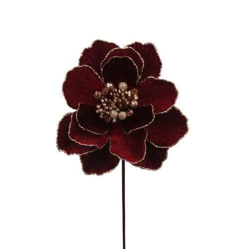 Mulberry Wine Velvet Peony Flower 