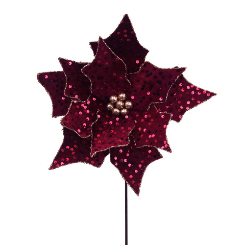 Plum Sequin Poinsettia W/Champagne Details 