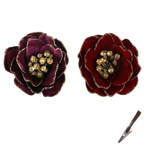 Cherry Red & Plum Mini Magnolia W/Clip