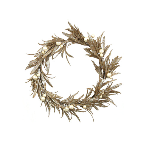 Champagne & Pearl Mistletoe Wreath