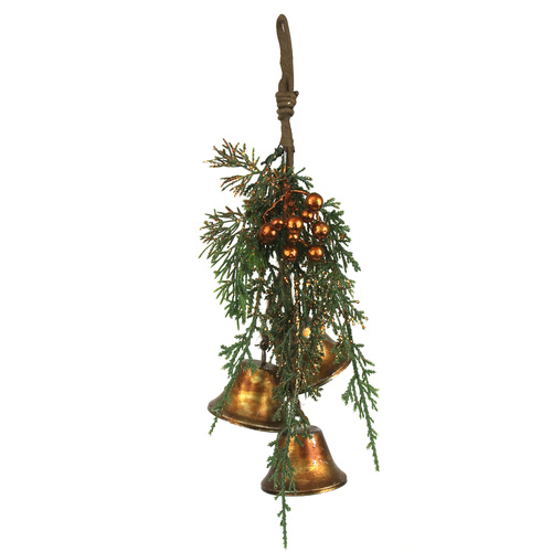 Antique Gold 3 Bell Cluster W/Faux Foliage