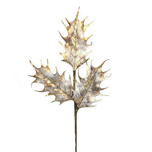 Antique Gold Holly Stem W/Sugar Coating