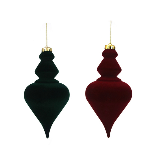 Flocked Finial Burgundy & Emerald