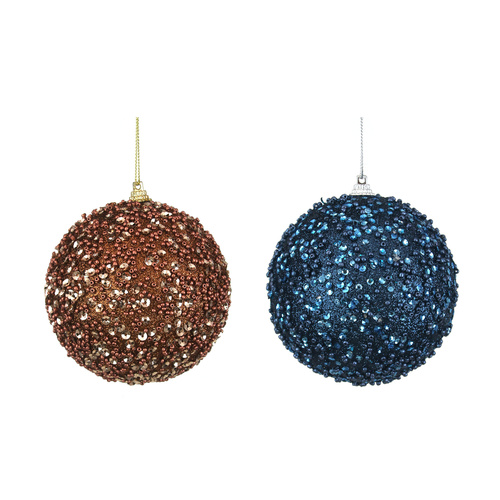 Glitter Beaded Ball Navy Blue, Mocha