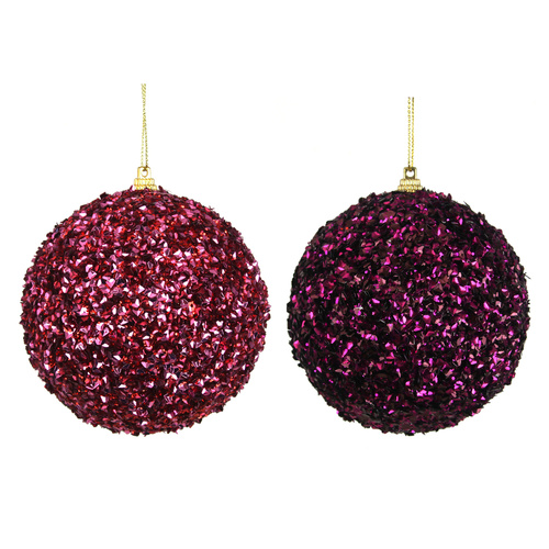 Glitter Beaded Ball Wine/Purple & Cherry Red Rose Pink