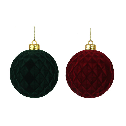 Flocked Balls Burgundy & Emerald Green