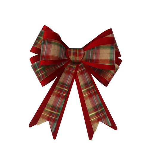 Double Layered Tartan & Red Bow