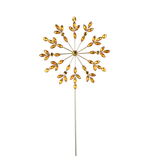 Metal Snowflake Tree Topper W/Amber Gems