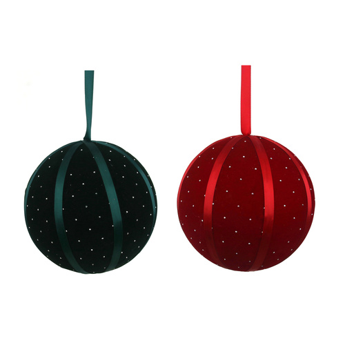 Flocked Balls Burgundy & Emerald