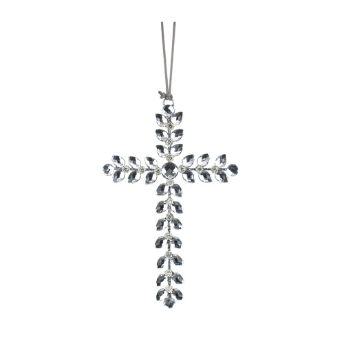 Dark Silver Glittered Crucifix 