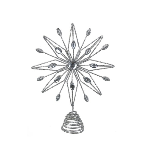Silver Glitter Starburst Tree Topper 