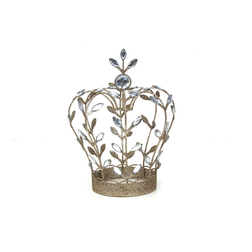 Champagne Glitter Crown W/ Jewels