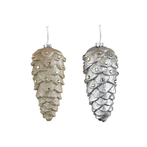 Platinum & Pewter Pinecone Ornaments