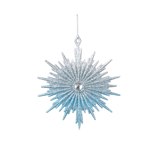 Ombre Cerulian Blue Glitter Starburst Ornament