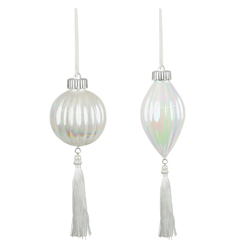White Iridescent Assorted Ornaments