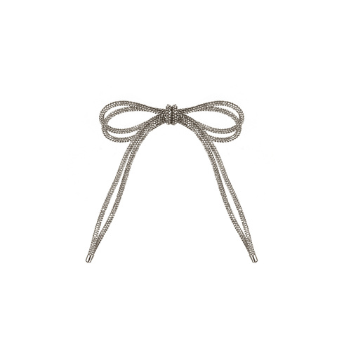 Silver Diamonte Double Bow