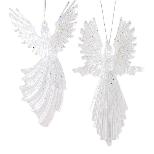 Acrylic Angel Clear w/Silver Decoration Assorted