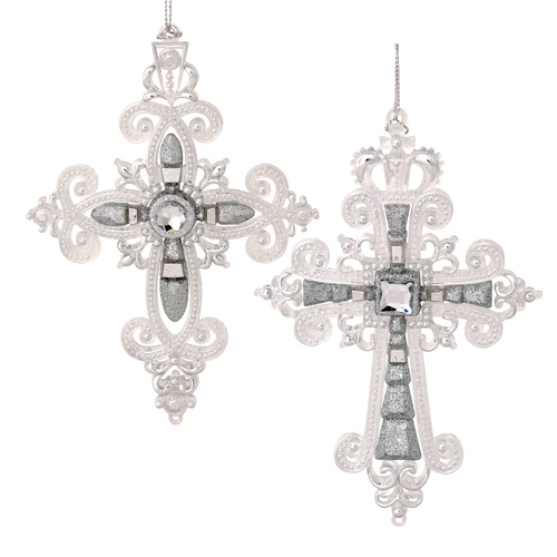 Acrylic Silver Cross Decoration Assorted