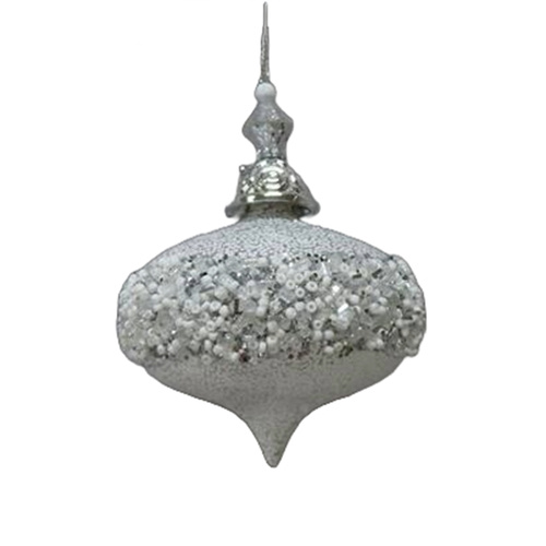 Silver White Crusted Onion Ornament