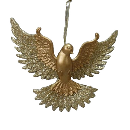 Gold Glitter Hanging Dove Ornament