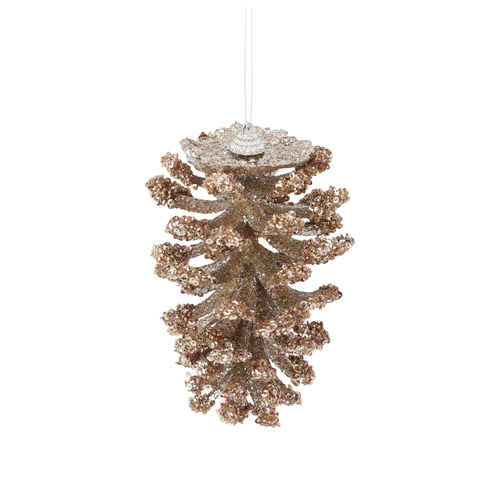 Champagne PineCone Ornament