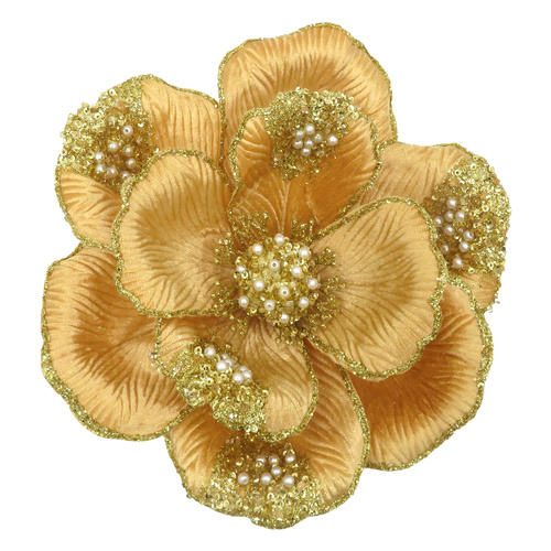 Gold Magnolia w/ Beaded Petals 
